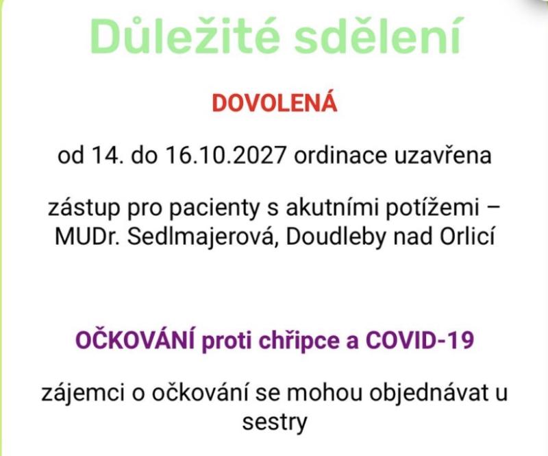 Uzavření ordinace MUDr. Muthsam